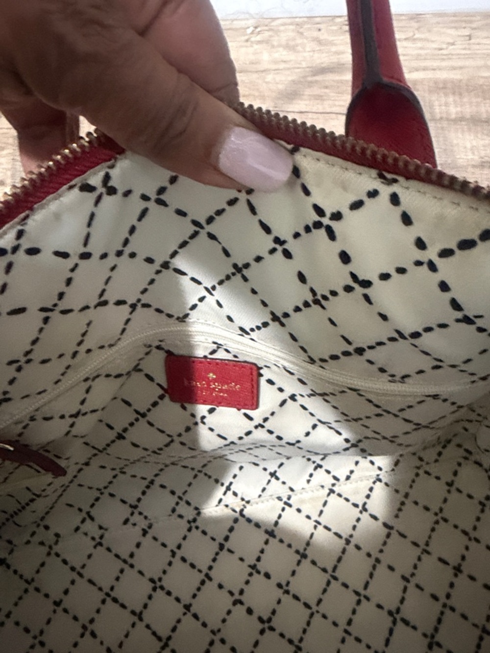 Kate Spade red satchel handbag- 2 Way Bag-Preowned - Picture 11 of 12